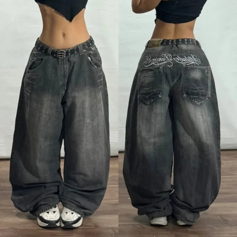 Arenvie | Vintage Wide-Leg Graffiti Jeans