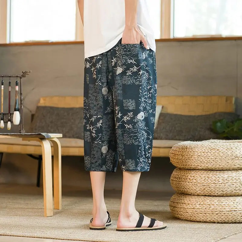 Arenvie | Printed Cotton-Linen Harem Shorts for Men