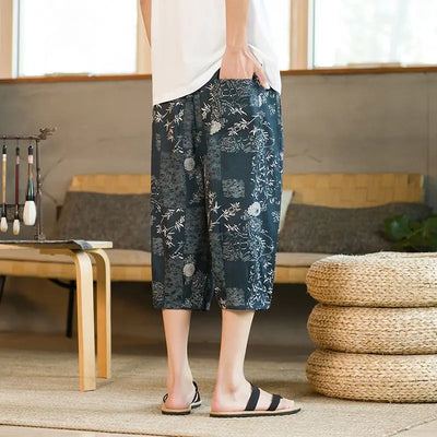 Arenvie | Printed Cotton-Linen Harem Shorts for Men