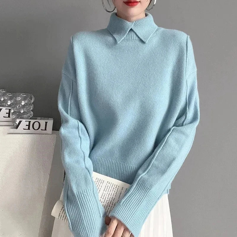 Arenvie | Autumn Knit Pullover with Collar Detail