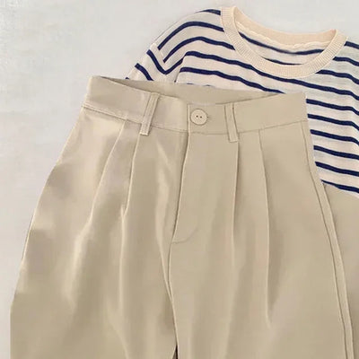 Arenvie | Elegant High-Waist Wide-Leg Suit Pants