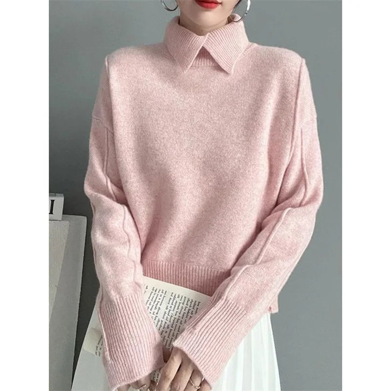 Arenvie | Autumn Knit Pullover with Collar Detail