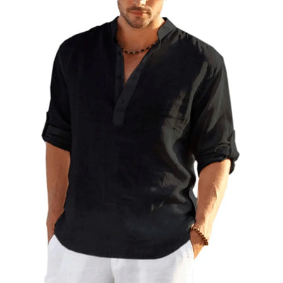 Arenvie | Solid Color Casual Linen T-Shirt