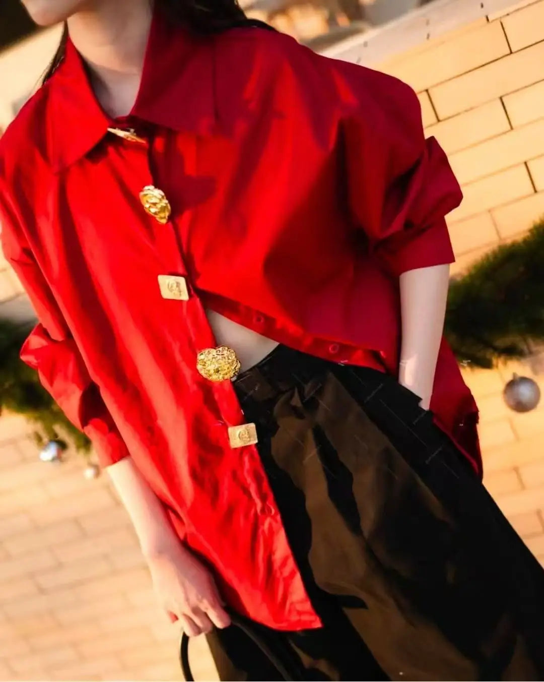 Aurenza | Gold Button Oversized Shirt