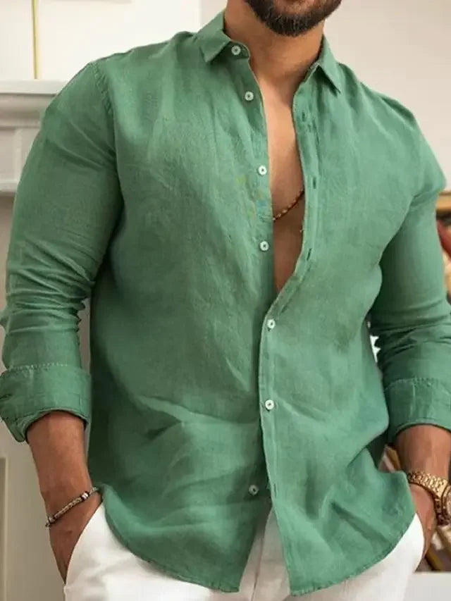 Arenvie | Emerald Breeze Men's Linen Shirt