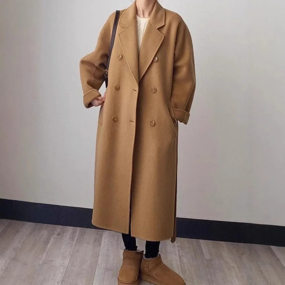 Arenvie | Wine Red Wool-Blend Mid-Length Coat