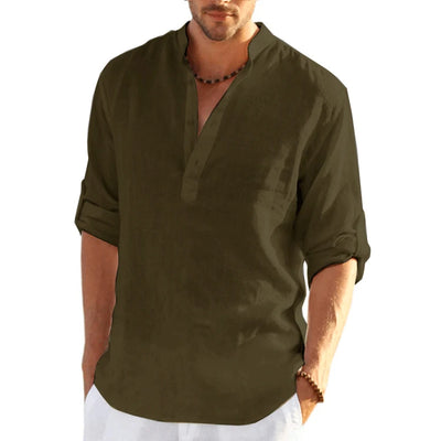 Arenvie | Solid Color Casual Linen T-Shirt