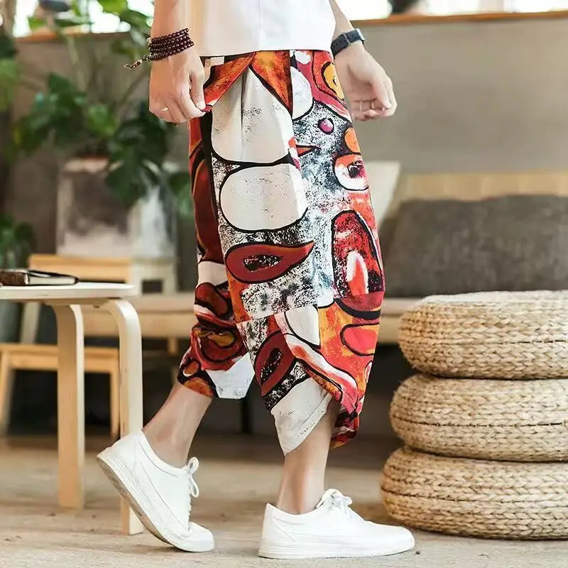 Arenvie | Printed Cotton-Linen Harem Shorts for Men