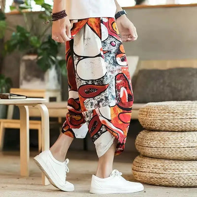 Arenvie | Printed Cotton-Linen Harem Shorts for Men